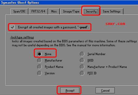 勾选ghost加密选项 勾选ghost加密选项